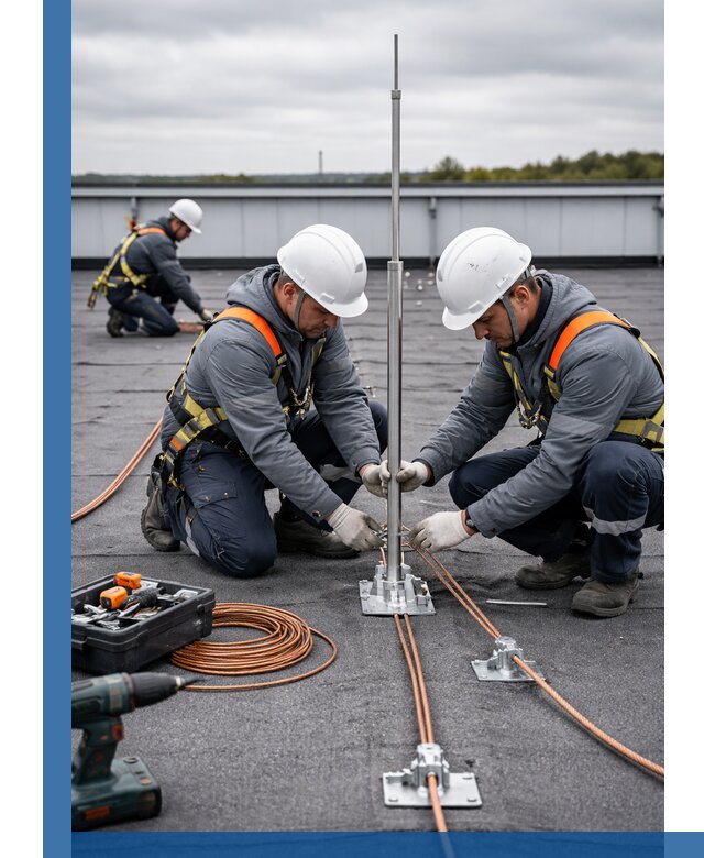 Монтаж молниезащиты на кровле в Раменском под ключ с гарантией