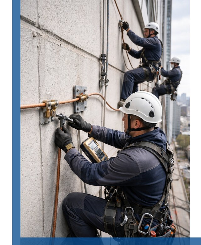 Монтаж системы заземления здания и молниезащиты в Раменском