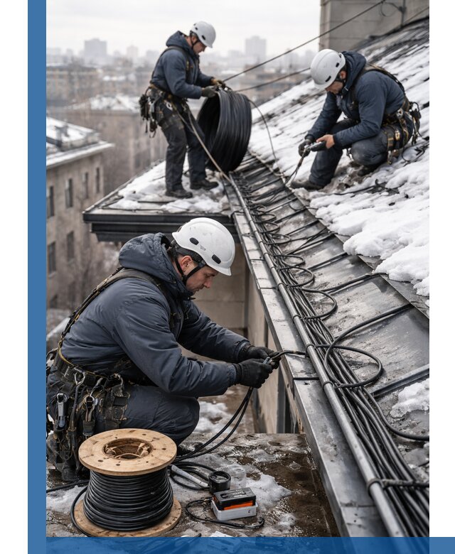 Монтаж греющего кабеля на кровле в Раменском под ключ