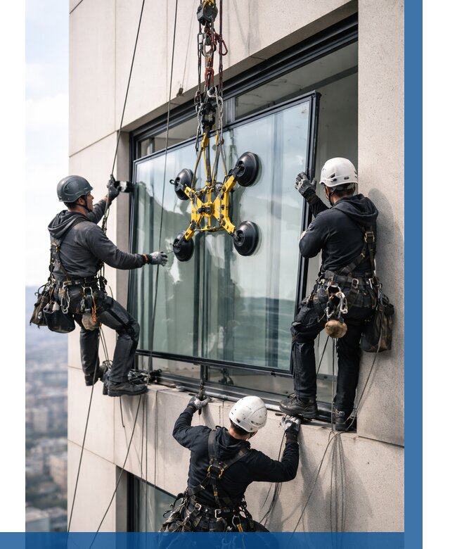 Монтаж стеклопакетов на высоте в Раменском от 3244 р. | ВЫСОТНИК-Рмн