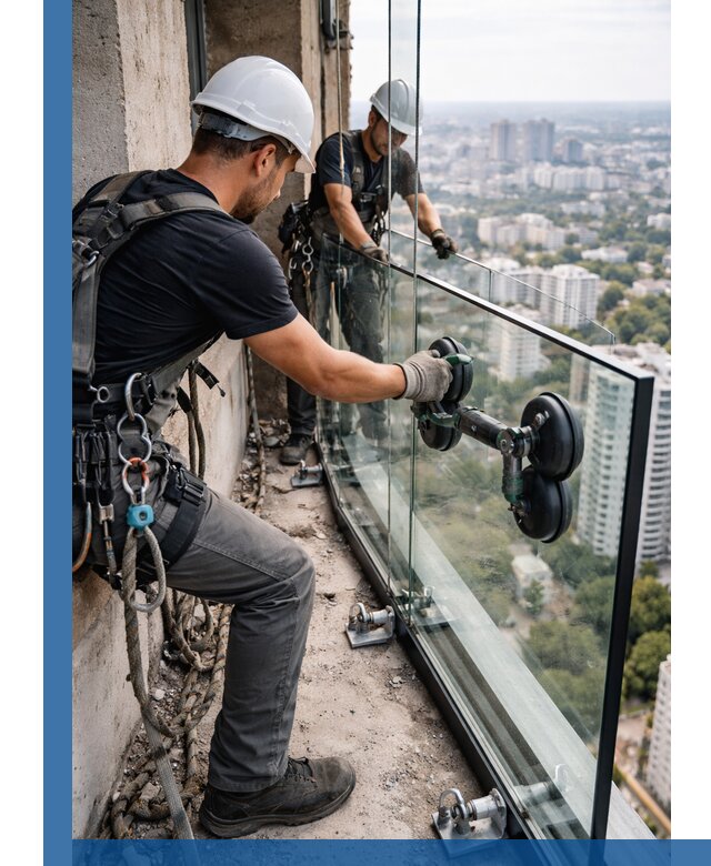 Монтаж стеклянных ограждений под ключ с гарантией в Раменском