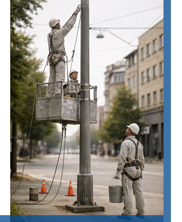 Покраска опор освещения в Раменском от 5070 р. | ВЫСОТНИК-Рмн