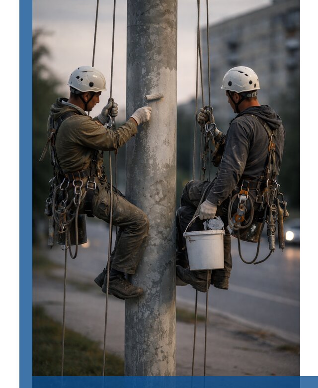 Покраска опор освещения и антикоррозийная защита в Раменском