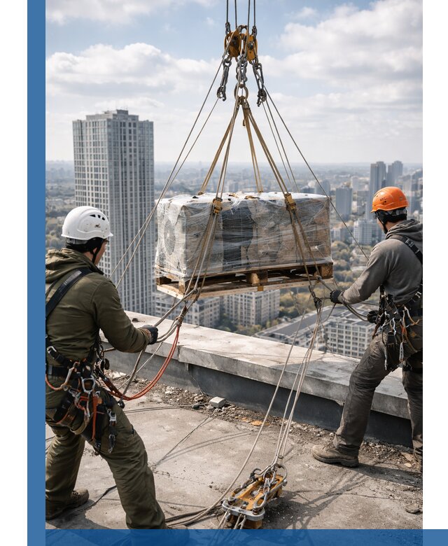 Подъем и монтаж крупногабаритных грузов на крышу в Раменском