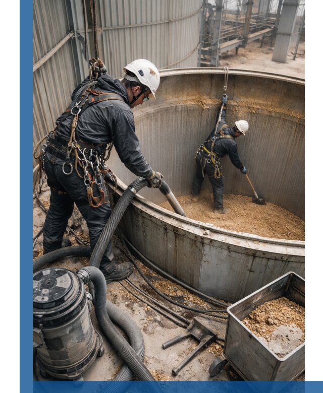 Профессиональная чистка зерновых бункеров в Раменском с выездом