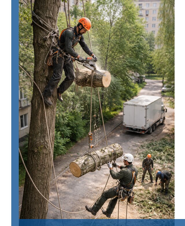 Спил деревьев альпинистами в Раменском, безопасно и без повреждений