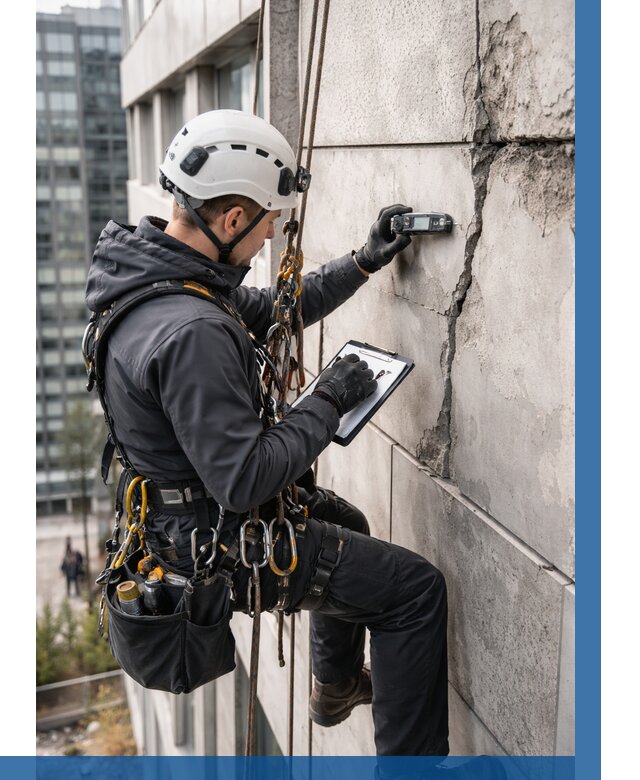 Обследование фасада альпинистами в Раменском от 122 р. | ВЫСОТНИК-Рмн