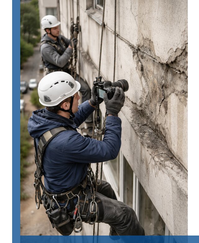 Фотофиксация дефектов фасада с высотной съемкой в Раменском