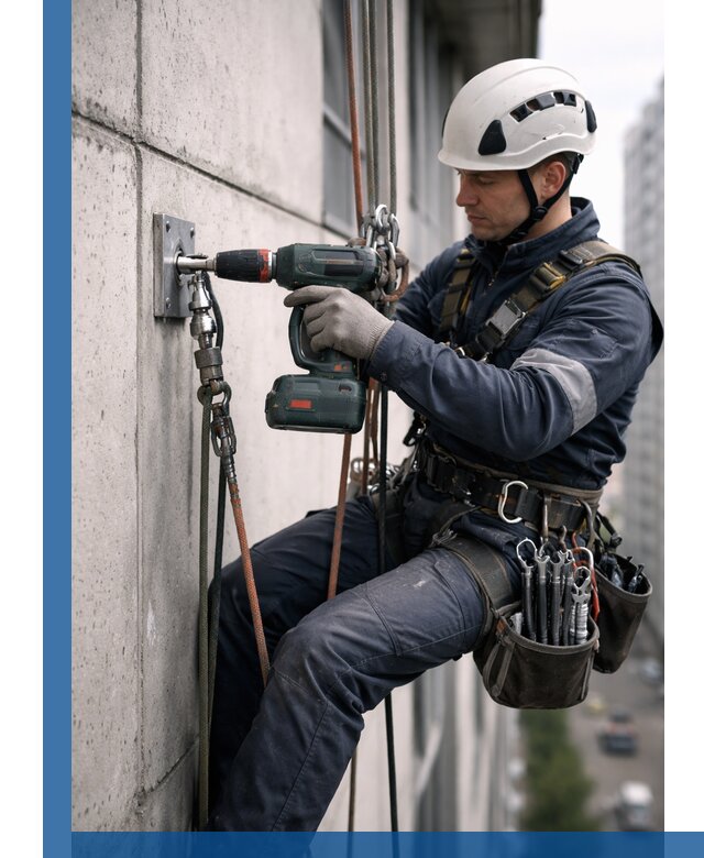 Установка анкерных точек для высотных работ в Раменском