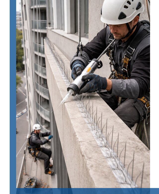 Установка шипов от птиц на фасадах и кровлях в Раменском